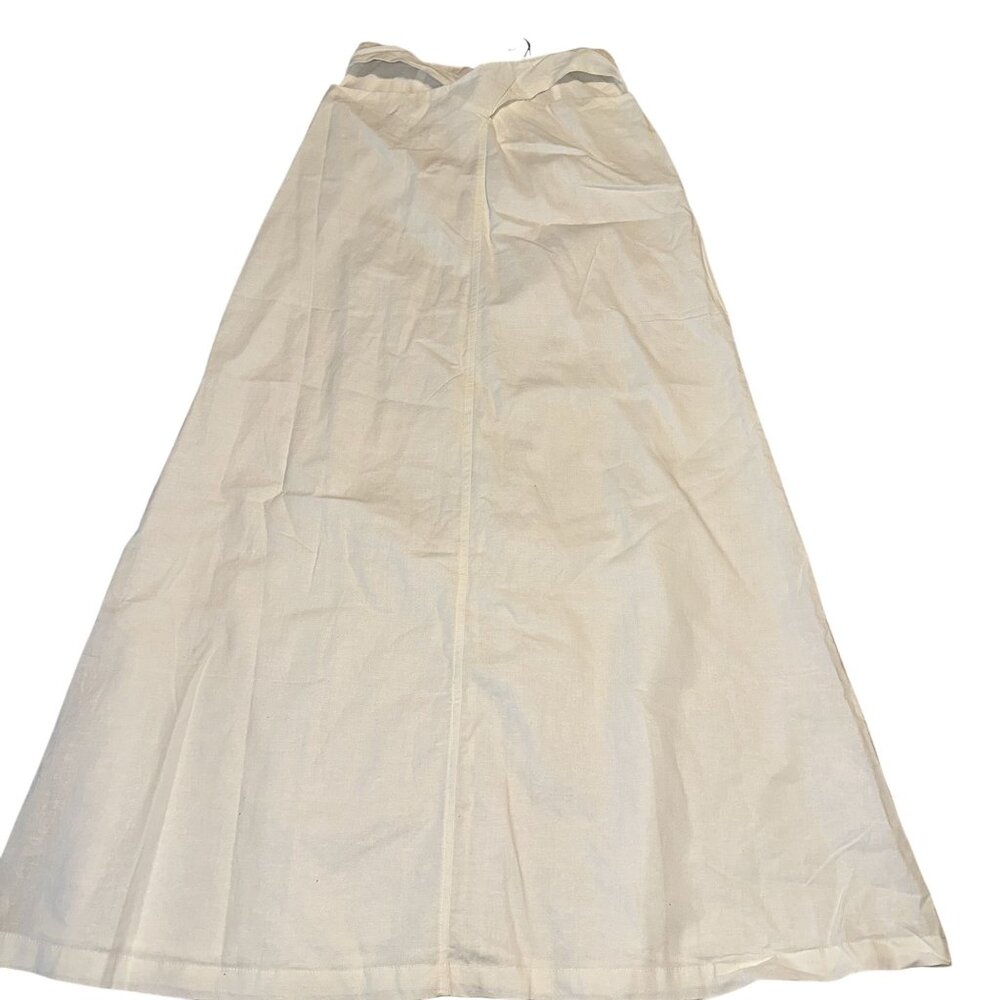 NWT Amalie by Showpo Cia Linen Look Blend Cross Front White Midi Skirt Women's 2